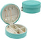 Travel Jewelry Case, Small Round Travel Jewellery Organiser for Women, Waterproof Portable Travel Jewelry Box (Blue)......
