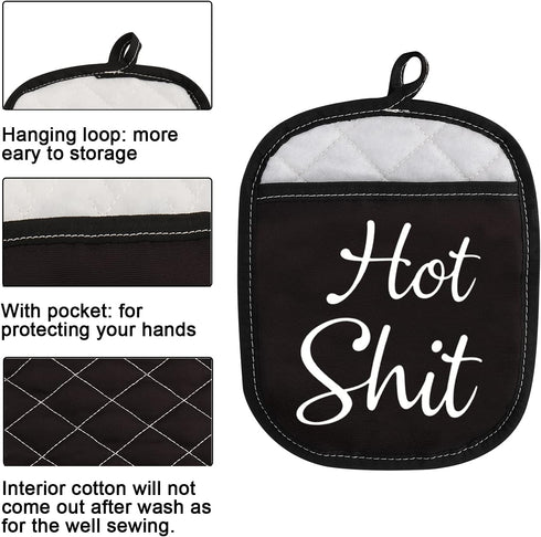 Funny Oven Pads Pot Holder with Pocket for Baker Hot Shit Humor Gift Gag Baking Gift (Hot Shit)...