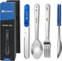 PortableAnd Travel Cutlery 3 PCS Camping Utensil Set with Spoon, Fork, Knife & Bottle Opener Best Gift for Travel, Outdoor Backpacking Flatware wi...
