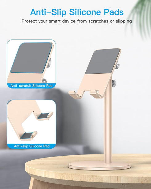 OMOTON Cell Phone Stand, Angle Height Adjustable Phone Stand, Aluminum Desktop Phone Holder Dock Stand for Desk, Compatible with iPhone 13/Mini/Pr...