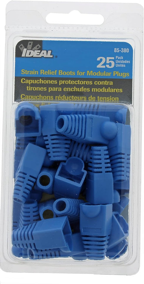 IDEAL Industries, Inc. 85-380 RJ-45 Snagless Strain Boots, for CAT5e, CAT6 Twisted Pair Cables, 5.5mm cable, Blue, 25 Boots...