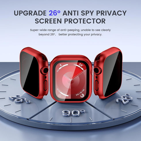 Goton 2-in-1 Waterproof Privacy Case for Apple Watch Screen Protector 45mm 44mm 41mm 40mm SE Series 9 8 7 6 5 4 Ultra 49mm, Front Anti Spy Tempere...