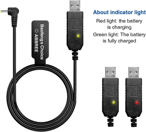 BaoFeng 2.5mm USB Charger Cable with Indicator Light UV-5R AR-152 UV-82 3800mAh Battery UV-S9/9S Two Way Radio (1)...