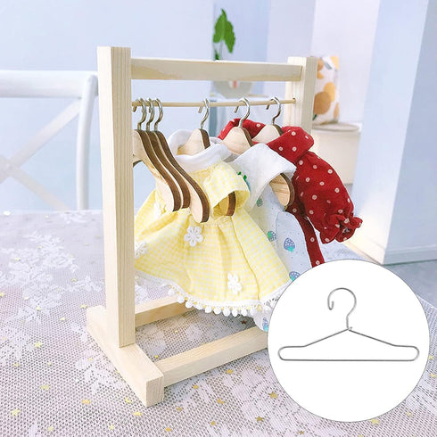 HEALLILY 20 Pcs Doll Clothes Hangers Dollhouse Miniature Wire Hangers, Metal Hangers for Doll Dress Necklaces (6.5CM Silver)...