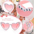 Etercycle Bride Sunglasses, Heart Sunglasses for Bachelorette Party, Fashion Rhinestone Pink Sunglasses For Bride to Be Gift...