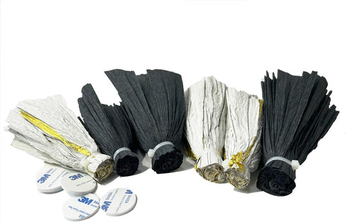 3D Paper Flowers Gold Black Graduation Craft Paper Flowers,6PCS Paper Pom Pom Backdrop Photo Booth for Baby Shower Decor Centerpiece Wedding Birth...