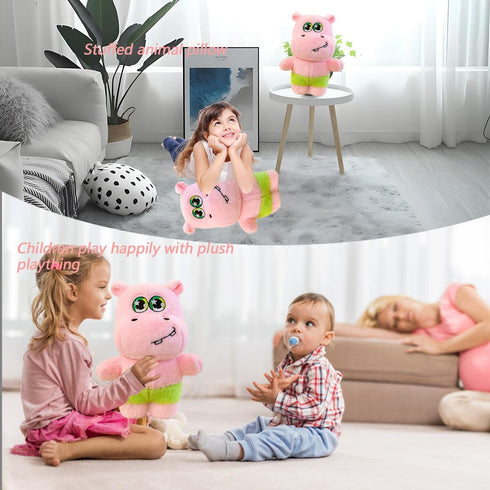 9.8" Hippo Stuffed Animal Plushie?Cute Hippo Plush with Green Pants?Gifts for Kids...