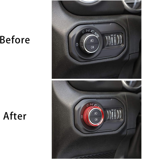 Voodonala Air Conditioner Headlight Center Consoles Switch Knob Cover Trim for 2018-2025+ Jeep Wrangler JL JLU Gladiator JT 4XE Interior Accessori...