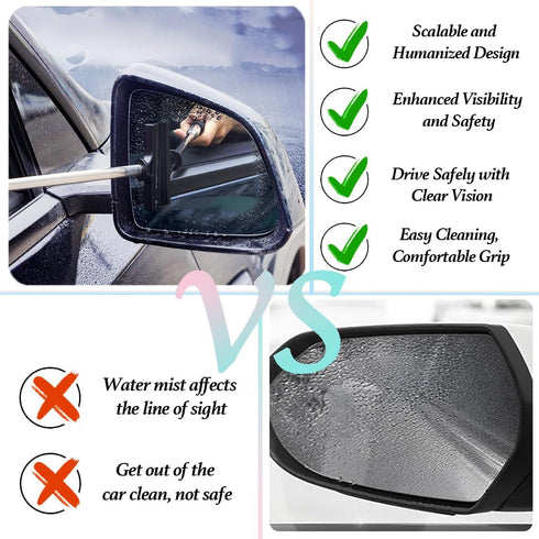 Car Mirror Squeegee, Retractable Car Rearview Mirror Wiper, Side Mirror Squeegee, Portable Car Cleaning Tool for Rainy Foggy Weather,Universal Car...