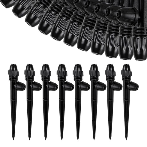 20Pcs Drip Irrigation Spray Emitters?Adjustable 360 Degree Atomizing Nozzles with Lock Barbed for1/4 Tubing Garden Hose Watering System Sprayer Bl...