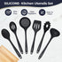 Culinary Couture Black Silicone Kitchen Utensils Set of 6, Non-Stick Heat-Resistant Silicone Kitchen Utensils Set with Steel Inner Core...