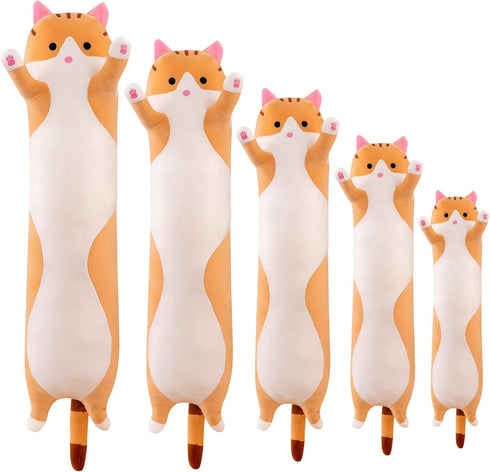 Long Cat Plush Pillow Soft Cat Body Pillow, Long Cat Stuffed Animal Cotton Kitten Sleeping Throw Pillow Gift for Kids Girlfriend(50CM,Yellow)...