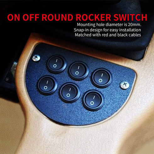 DaierTek ON Off Round Rocker Switches SPST 20mm Mini 12 Volt DC Mini Circle Toggle Switch 12V for Car Automotive RV 2 Pin Switch 120V Wired KCD1-5...