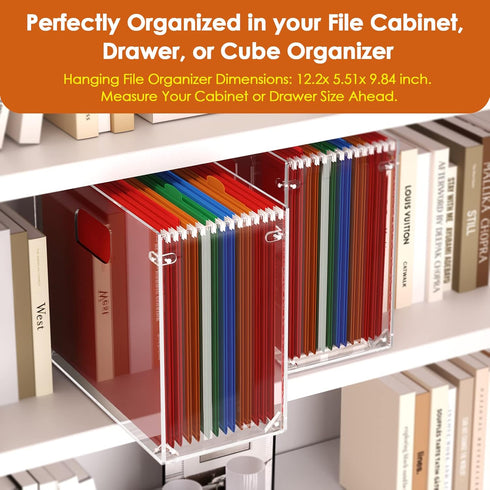MaxGear File Organizer Box, Acrylic Hanging File Folder Organizer for Letter Size, Portable File Box with Handles, Desktop Clear Hanging Folder Or...