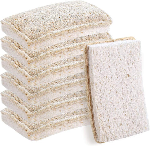 Upgrade Natural Loofah Kitchen Sponges 6 Pack, eco Friendly sponges for Dishes ,Reusable Kitchen sponges and scrubbers,luffa sponges Dish sponges ...