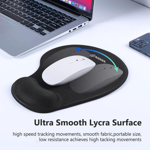 Soqool Mouse Pad, Ergonomic Mouse Pad with Comfortable Gel Wrist Rest Support and Non-Slip PU Base for Easy Typing Pain Relief, Durable and Washab...