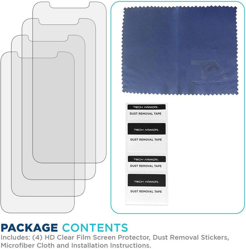 Tech Armor HD Clear Film Screen Protector Designed for Apple iPhone 12 and iPhone 12 Pro 6.1 Inch 4 Pack 2020......