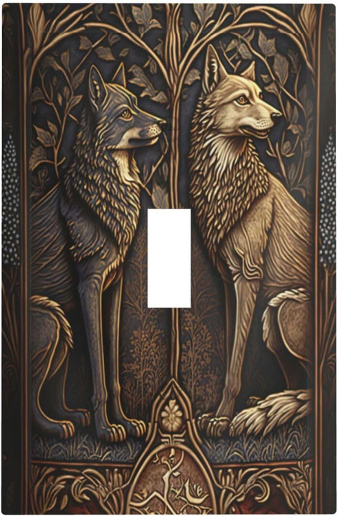 Medieval Of Two Wolves 1 Gang Single Toggle Light Switch Covers Decorative Wall Plate Switchplate Electrical Faceplate for Bedroom Bathroom Kitche...