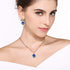 EVEVIC Colorful Cubic Austrian Crystal Pendant Necklace Earrings for Women 14K Gold Plated Hypoallergenic Jewelry Set...
