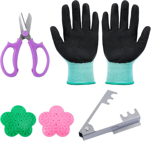 5 Pieces Rose Thorn Stripper Tool Kit Thorn and Leaf Stripping Tool with Garden Golves and Garden Scissor for Gardening Flower Arrangement...