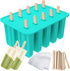 Ozera Popsicles Molds, 10-Cavity Popsicle Maker Molds Silicone Popsicle Molds, Homemade Popcical Molds Ice Pop Molds with 50 Popsicle Sticks, 50 P...