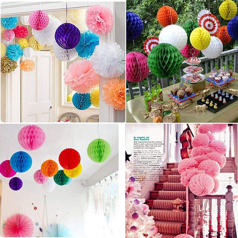 8pcs 10 inch Paper Honeycomb Balls Decorative Tissue Pom Poms Flower Art Hanging Balls for Birthday Wedding Nursery Baby Shower Home Decor (10inch...