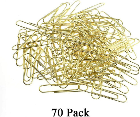 HAHIYO Paper Clips Large Sturdy 2 inches Length 70 Pack Paperclips Heavy Duty Tight Grip Rust Proof Reusable Metal Bright Gold for Home Office Sch...