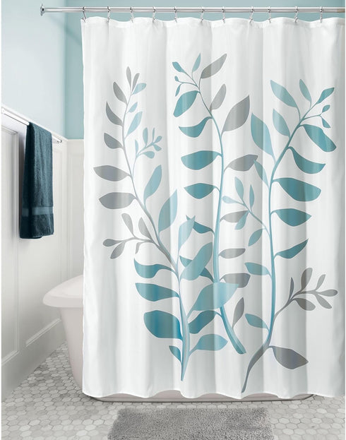 iDesign Laurel Fabric Polyester Shower Curtain, 72" x 72" - Gray/Blue...