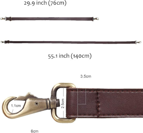 JAKAGO 140cm Universal Replacement PU Leather Shoulder Strap Adjustable Bag Strap with Metal Swivel Hooks for Crossbody Bag Briefcase Messenger Ba...