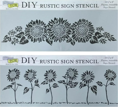 Sunflower Stencils for Painting - on Wood, Walls, Fabric, Furniture, Canvas, DIY Home Decor | Reusable 16.5 x6 Inch Sun Flower Stencil Template Se...