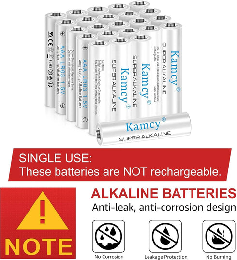 AAA Alkaline Batteries 24 Pack, Triple AAA Batteries 1.5V Long Lasting High-Performance AAA Batteries, Leakproof Design Single Use Battery...