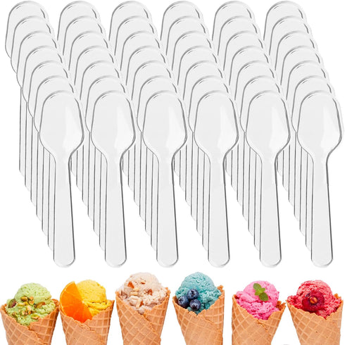 500 Pcs Disposable Clear Plastic Mini Spoons Tasting Spoon Tiny for Jelly Pudding Yogurt Ice Cream Desert Cake Appetizer Party-3 Inch...