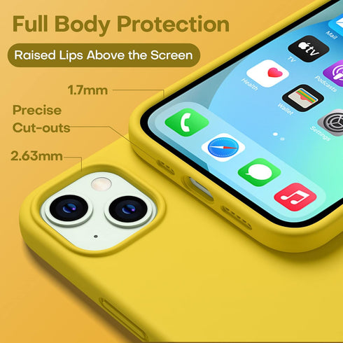 CellEver for iPhone 13 Mini Case with 2-Pack Screen Protectors, Heavy-Duty Silicone, Shockproof Rubber Phone Cover, Soft Anti-Scratch Microfiber I...