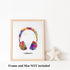 Dignovel Studios 8X10 Unframed Headset with Sound Wave Headphone Game Room Watercolor Print Archival Fine Art Print Nursery Wall Art Home Wall Dec...