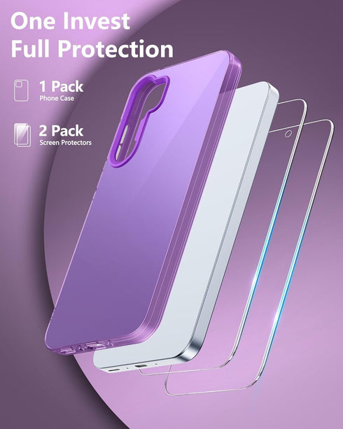 Dssairo for samsung galaxy a35 5g phone case,with 2 pack Tempered Glass Screen Protector?18FT Drop Resistant Matte Back Cover Shockproof Slim Fit ...