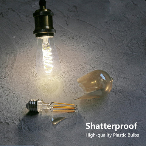 E26 Base Spiral LED Bulb, Daylight White 4000K, ST58/ST19 Antique LED Filament Bulbs with 80+ CRI, 600 LM, 6W Equivalent to 60W, Antique Plastic S...
