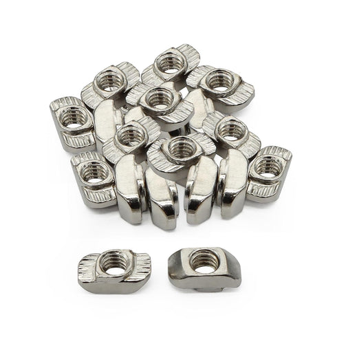 30 Series 1/4"-20 Threaded Standard Steel Drop in T-Nut, Drop in T-Nuts Accessory Hardware Nuts for 30 Series Aluminum Extrusion Profiles Rail, 20...