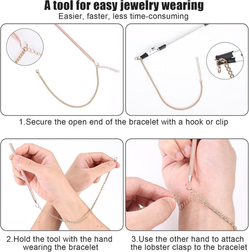 2pcs Bracelet Helper Tools, Bracelet Assistance Tool Bracelet Fastener Helper Tool Hook Quick Wear and Disassembly Jewelry Helper for Necklace Bra...