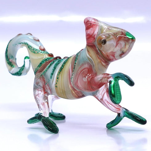 Chameleon Miniature Hand Blown Glass Art Figurines Animals Collectible Gift Home Decorate (3" Red Green)...