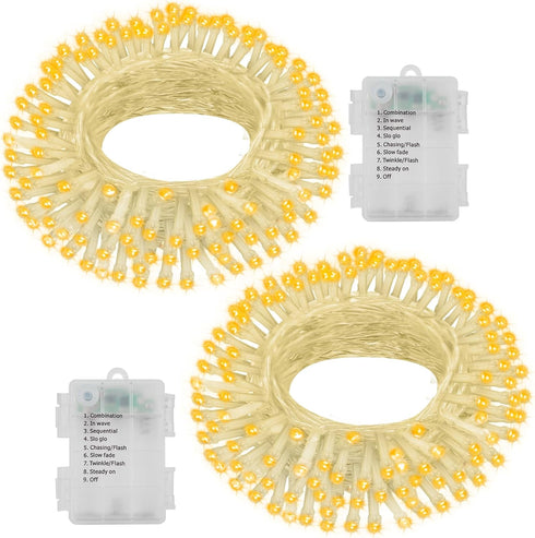 2 Pack 23ft 70 LED String Lights Battery Operated, Fairy String Lights with Timer 8 Modes Twinkle Lights Clear Wire for Wedding Party Bedroom Tree...