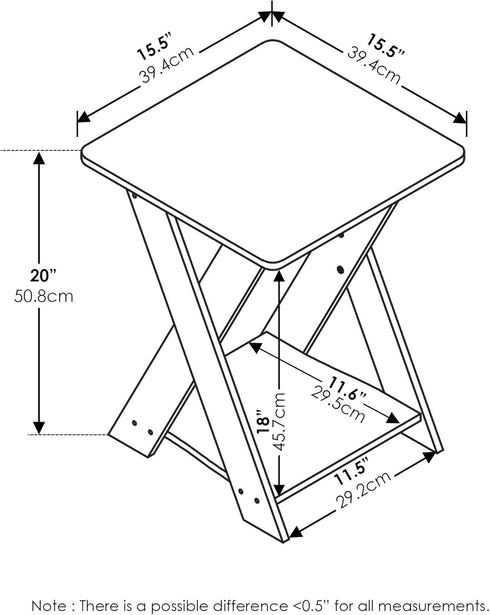 FURINNO Modern Simplistic End Table, 1-Pack Without Tray, Espresso...