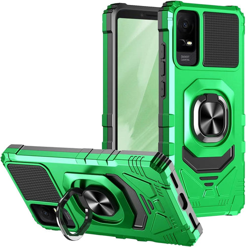 TJS Compatible for TCL ION X Case, TCL ION V Case, TCL 40 Z Case, Metal Ring Magnetic Support Kickstand Heavy Duty Drop Protection Cover Phone Cas...