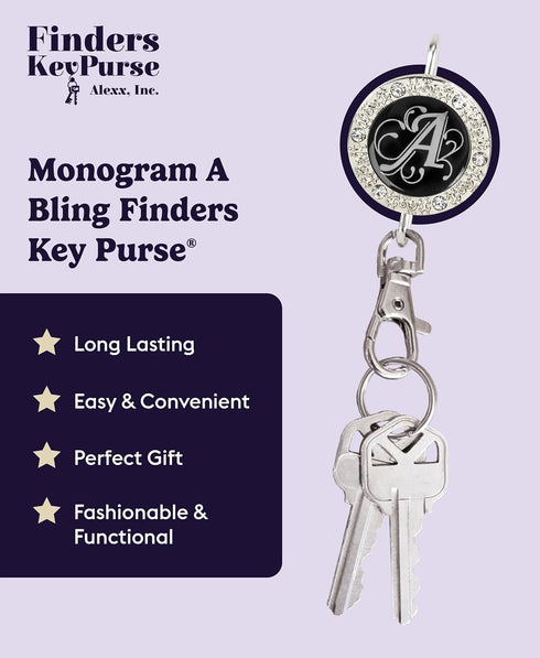 Women’s Bag Charm Key Finder, Car Keychain Hook, Cute Purse Organizer & Tote Bag Accessories, Gifts for Mom - Monogram Letter...