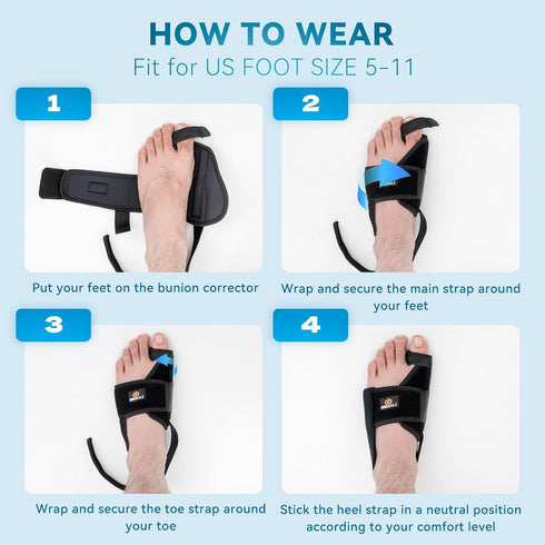 INDEEMAX Bunion Corrector for Women Men, Adjustable Orthopedic Bunion Splint, Non-Surgical Big Toe Hammer Straightener for Day & Night Hallux Valg...