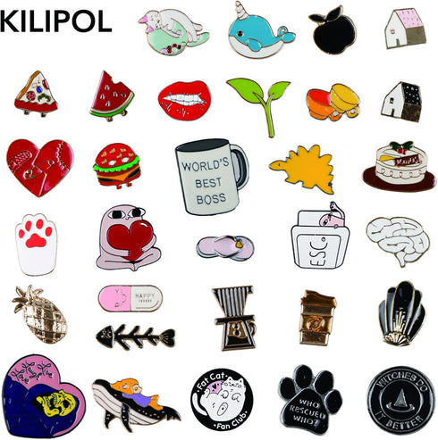 20 PCS Mixed Enamel Brooch Pins Bulk Set | Decoration Lapel Pin Clothes Accessories Birthday Christmas Festival Gift for Girls Women, No Repetitio...