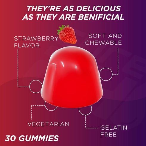 Organic probiotic gummies 5 Billion CFUs, Max Strength Probiotics Gummy Supplement for Women and Men with natural Strawberry Flaver 30 Gummies...