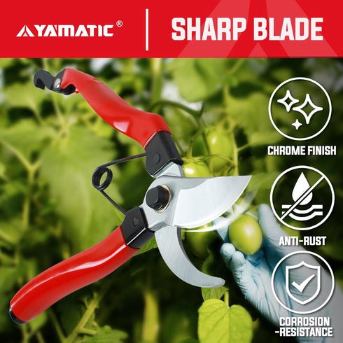 YAMATIC Garden Pruning Shears 3 Pack, 2 Bypass Pruners 1 Pruning Snip, Straight Garden Scissors with Sharp Blade, Heavy Duty Garden Clippers Hand ...