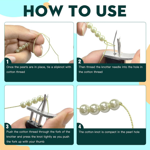 INDIVSHOW The Bead Knotting Tools Kit with 5 Cards 100% Natural Silk Bead Cord Thread for DIY Stringing Pearl Jewelry Making...