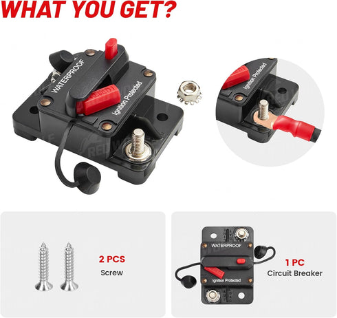 RED WOLF Waterproof 100Amp Circuit Breaker for Boat Trolling Motor Marine ATV Vehicles Stereo Audio Electronic Battery System Inline Fuse with Man...