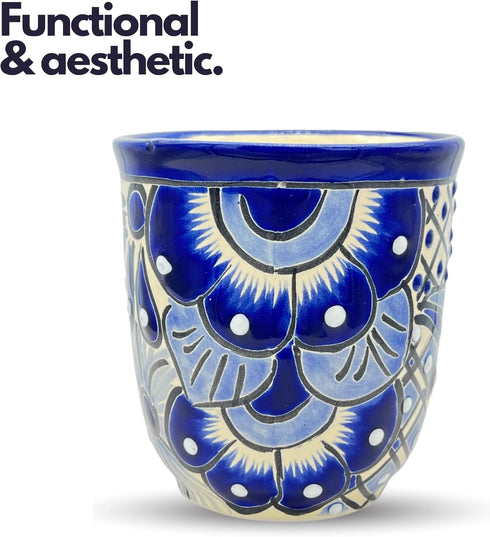 Talavera Mug - Hand Painted Mexican Coffee Mug - Authentic Mexican Decor - Blue and White - Taza Mexicana Azul Blanco...